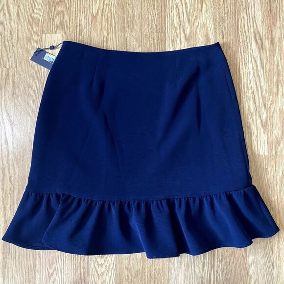 Tommy Hilfiger Textured Ruffle Hem Skirt Navy 10 - Picture 6 of 8